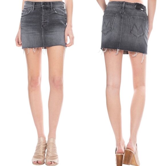 Mother Vagabound Mini Fray Jean Denim Mini Skirt Size 26 In Pedal To The Metal - Picture 15 of 16